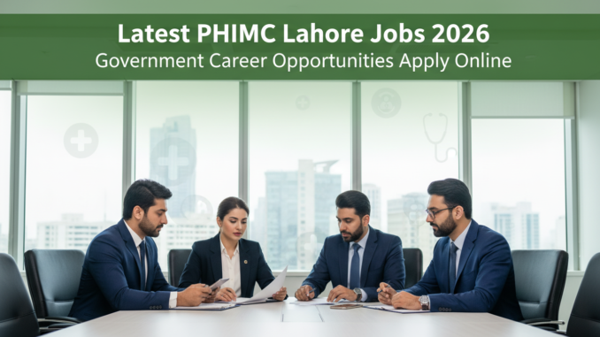 Latest PHIMC Lahore Jobs 2026